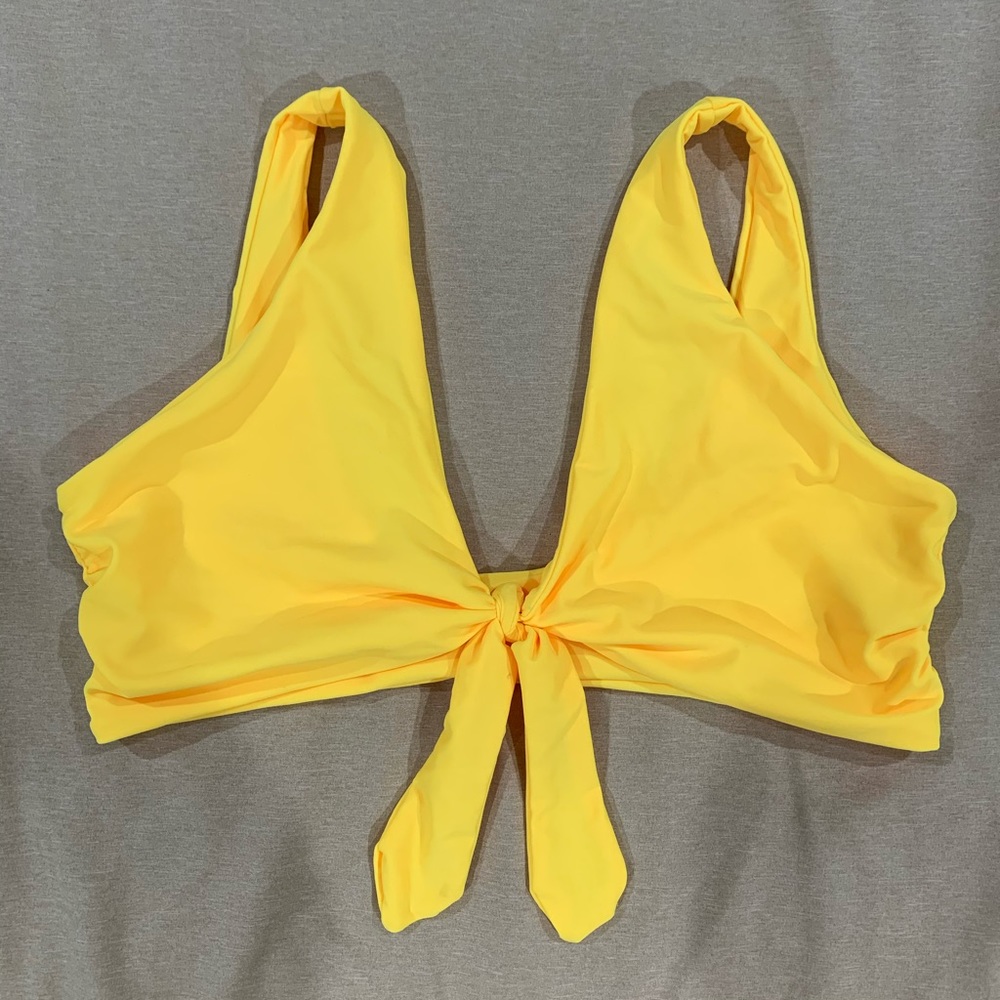Yellow Front Tie Bikini Top, Large